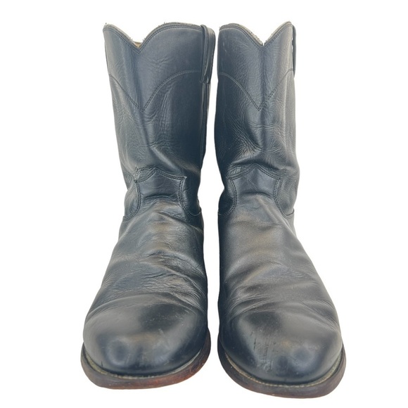 Justin Boots Ropers Collection Black Kipskin Western Boots - Picture 5 of 15